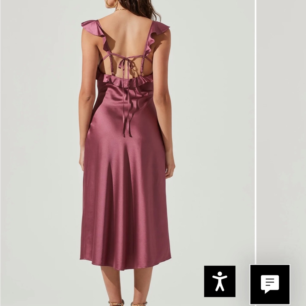 ASTR - RINA RUFFLE STRAP SATIN MIDI DRESS - dark mauve